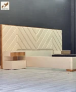 Chambre à coucher Vinachi – lit minimaliste, tables de nuit et coiffeuse élégante – Image 3